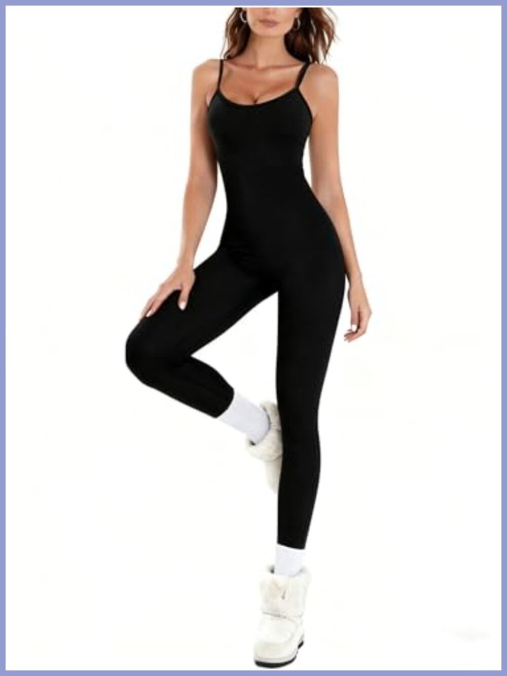 Nylon Spandex Yoga Jumpsuit Adjustable Spaghetti Strap Fitted Workout Bodysuit
